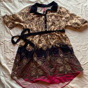 Silky Shirt Dress with Collar